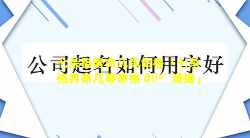 七杀格男命几等命格「七杀格男命几等命格 🪴 婚姻」